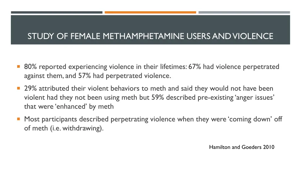 study of female methamphetamine users and violence