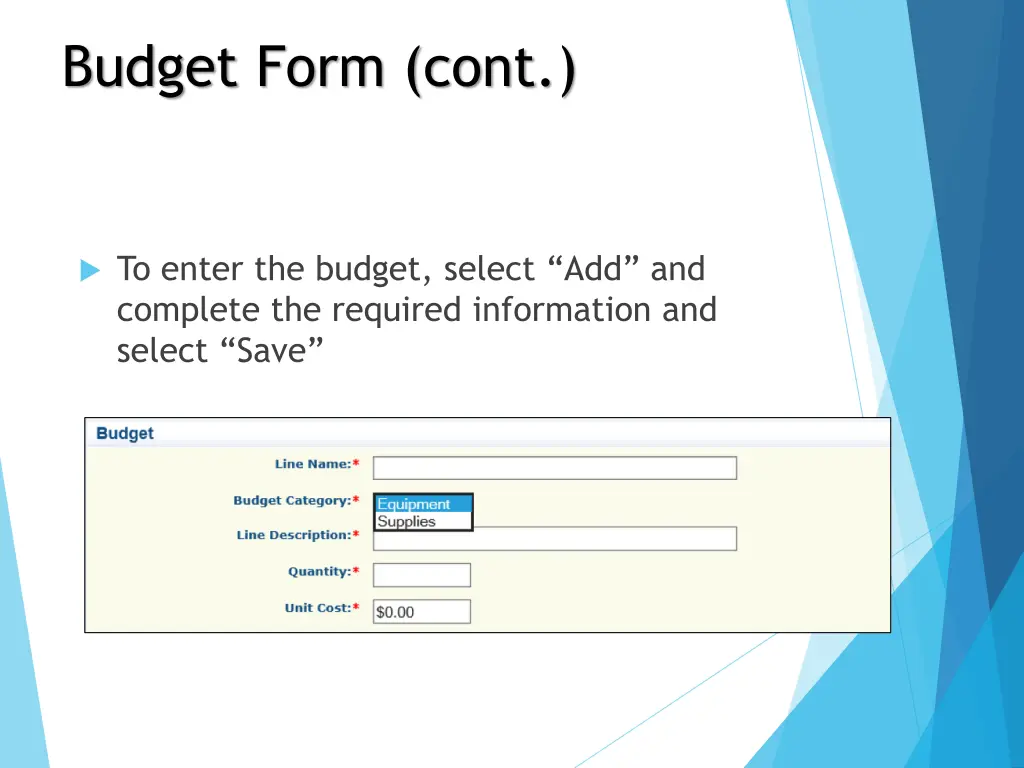 budget form cont 2