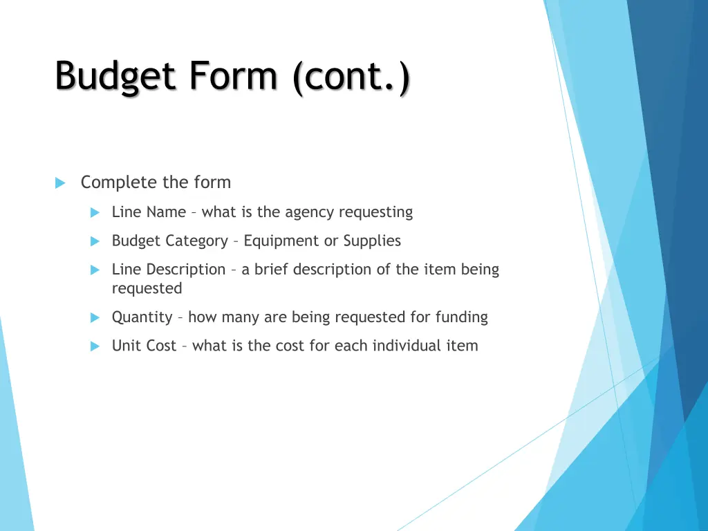 budget form cont 3