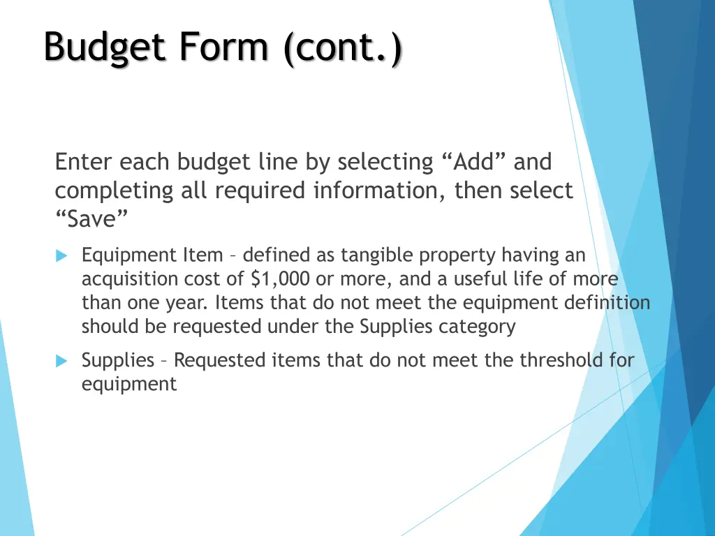 budget form cont