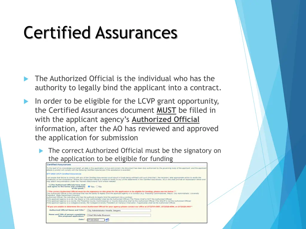 certified assurances