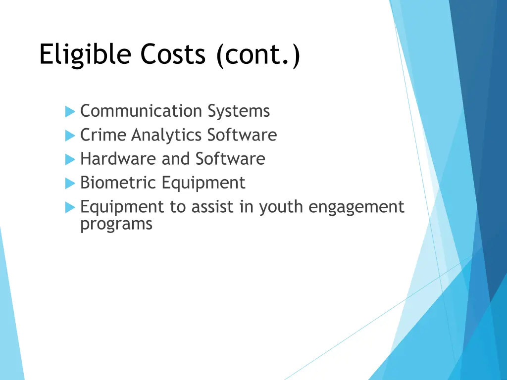 eligible costs cont