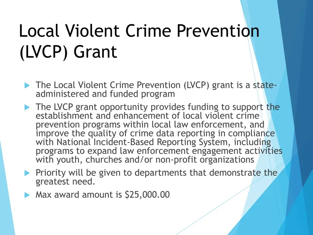 local violent crime prevention lvcp grant 1