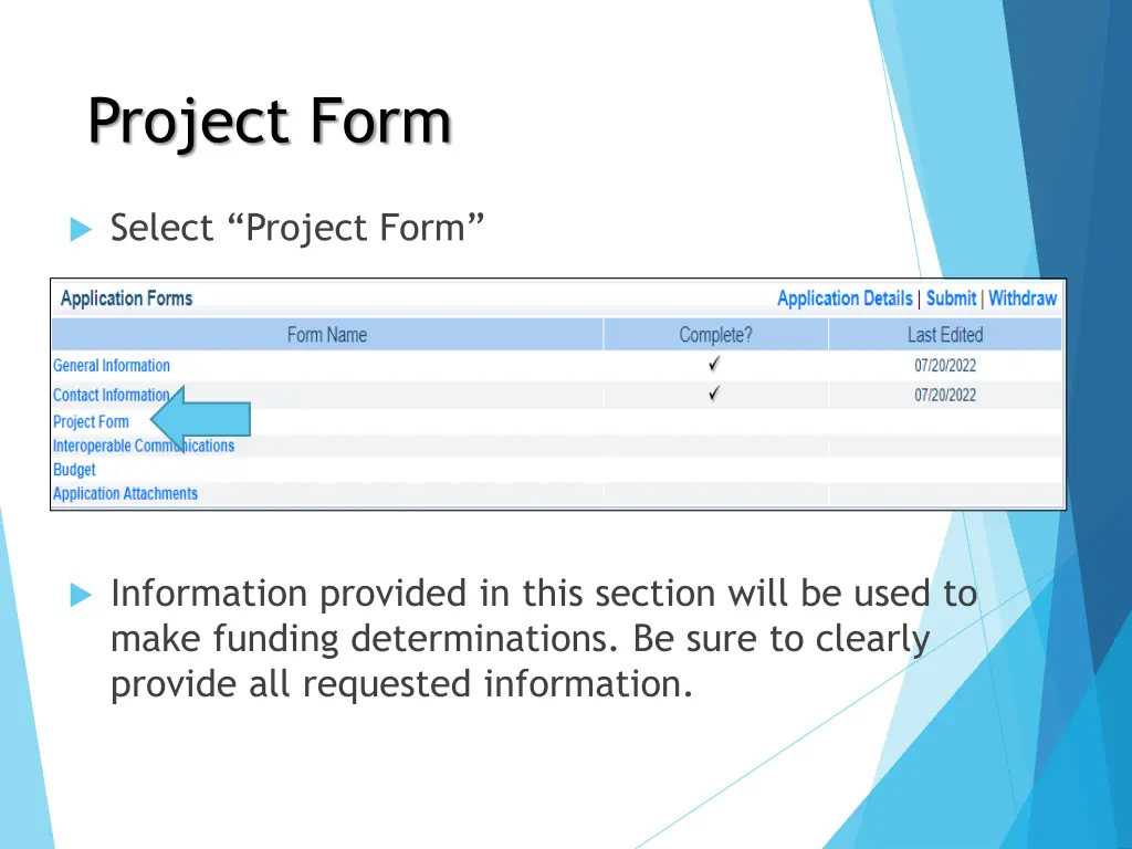 project form