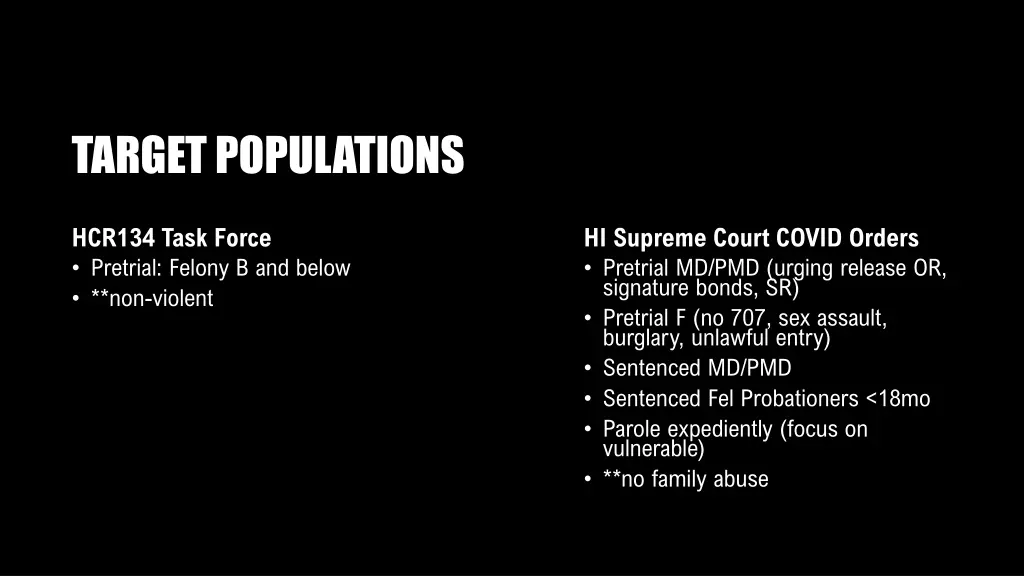 target populations