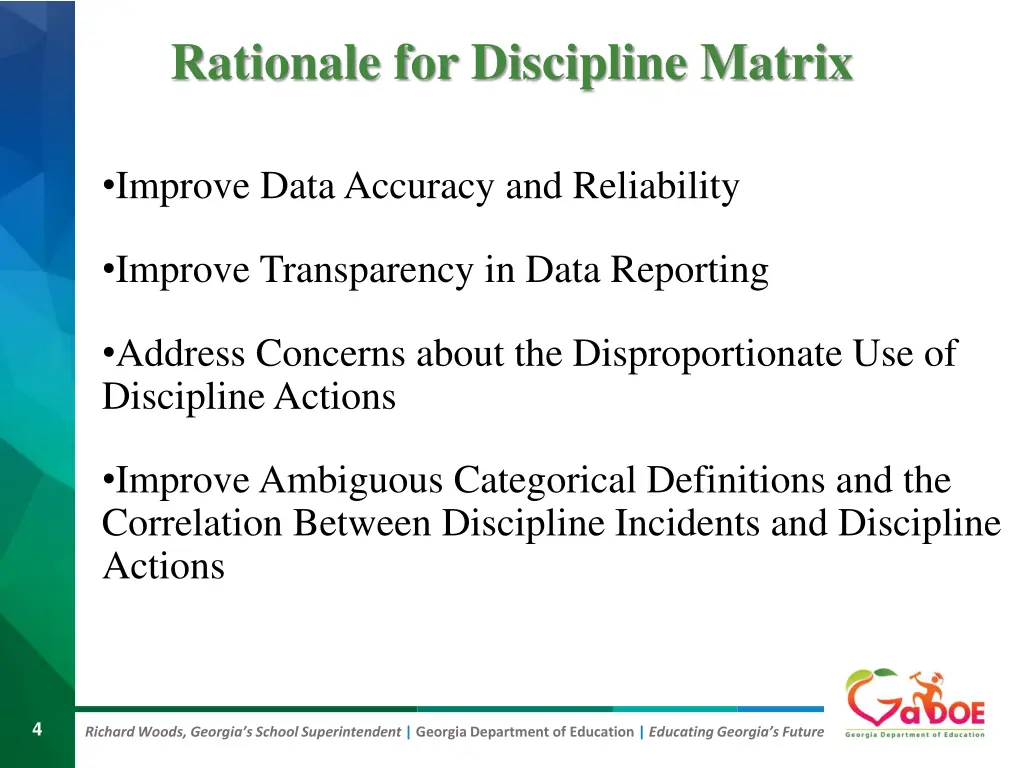 rationale for discipline matrix