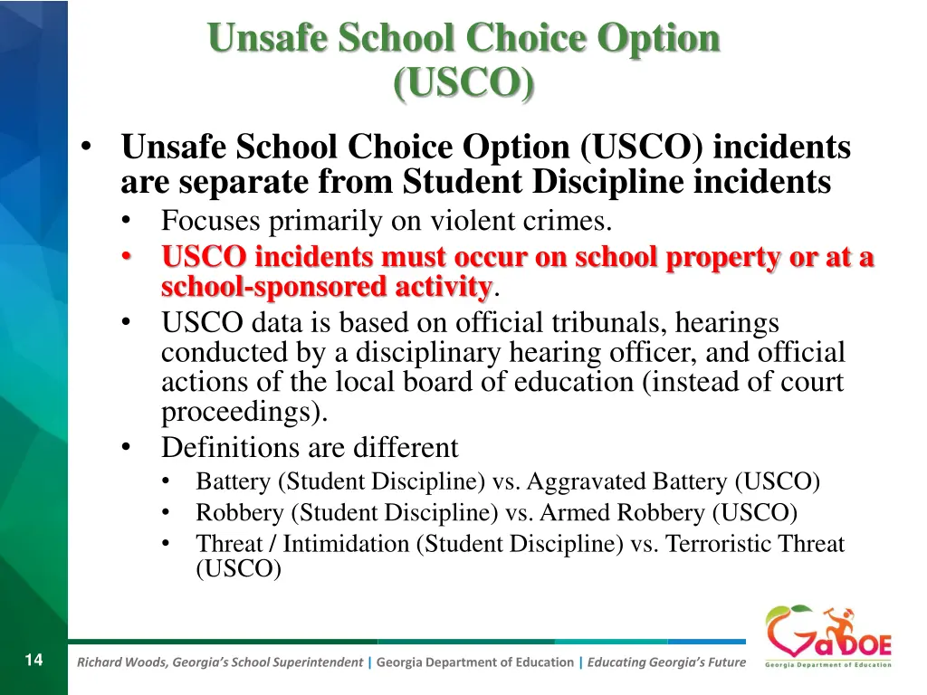 unsafe school choice option usco 1