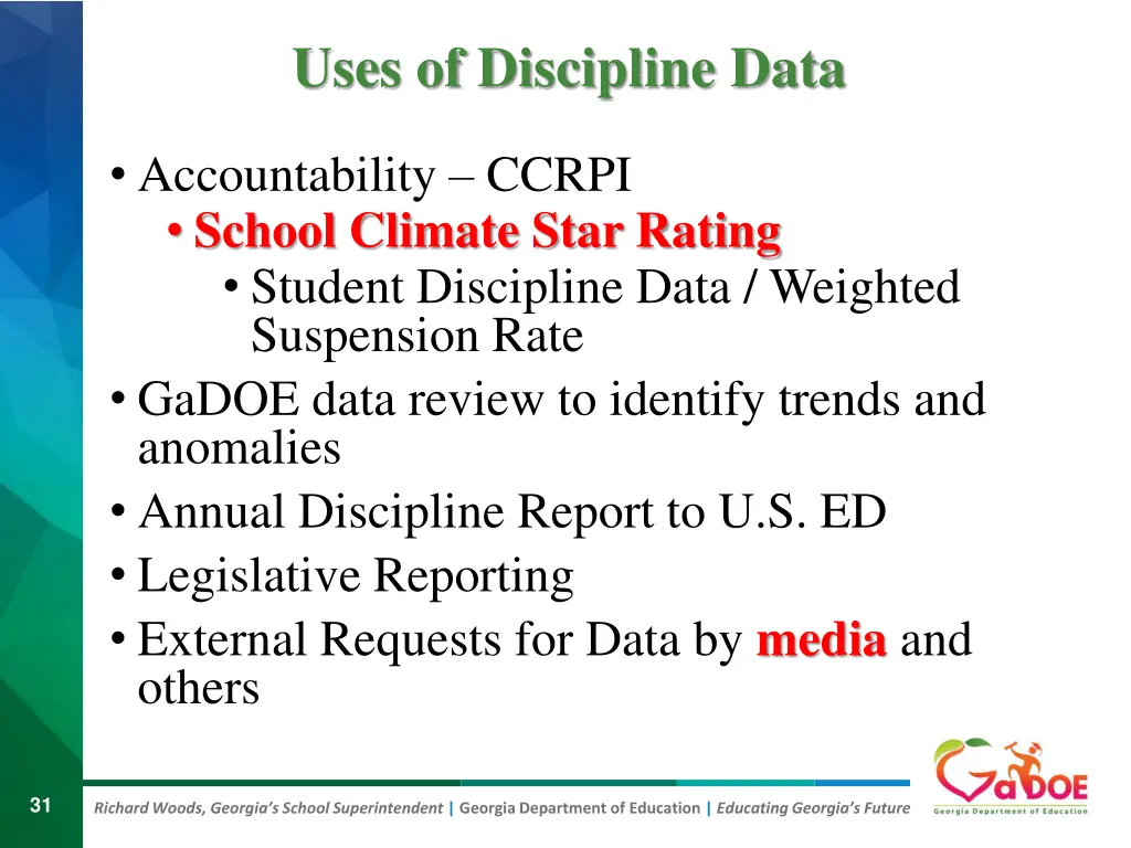 uses of discipline data