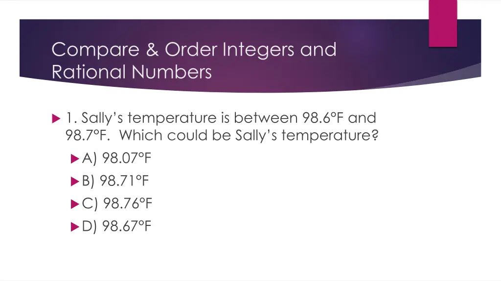 compare order integers and rational numbers 1