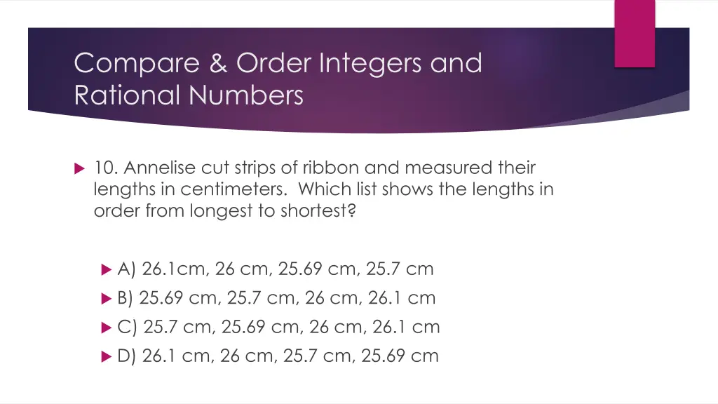 compare order integers and rational numbers 10