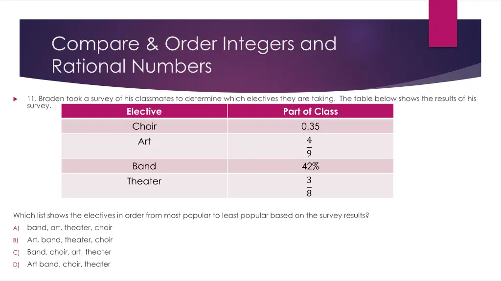 compare order integers and rational numbers 11