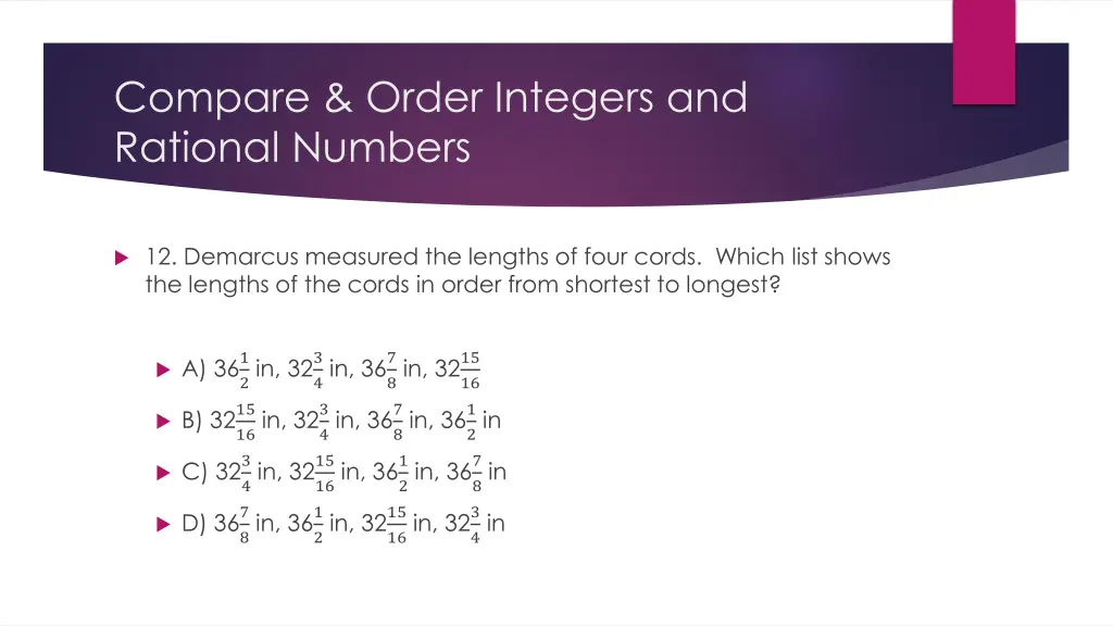 compare order integers and rational numbers 12