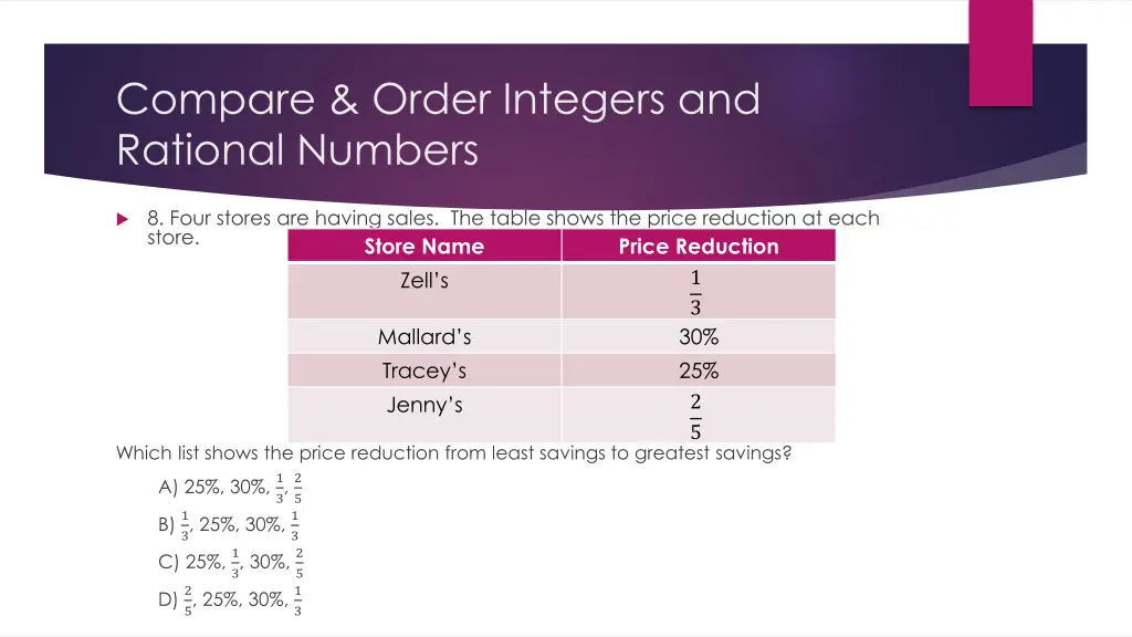 compare order integers and rational numbers 8