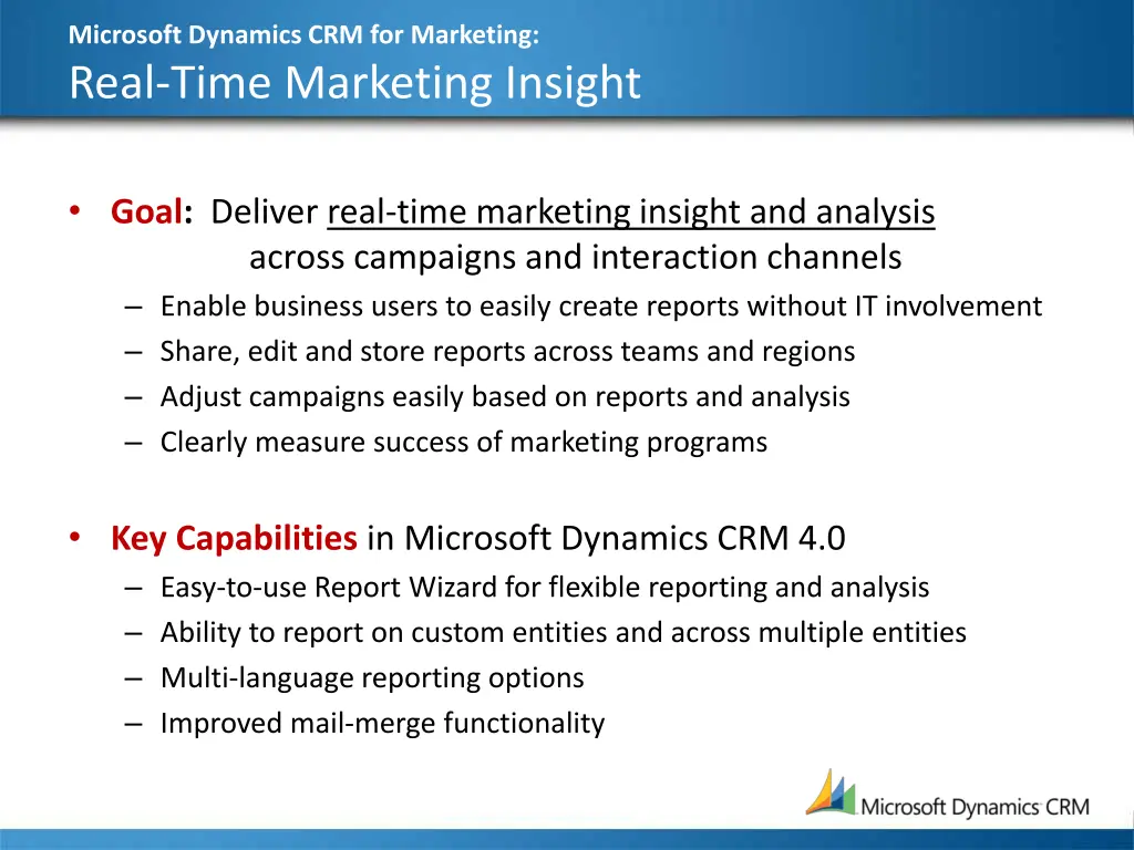 microsoft dynamics crm for marketing real time