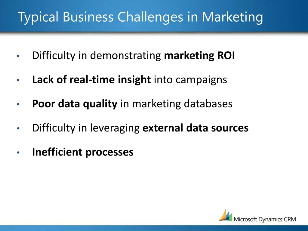 typical business challenges in marketing