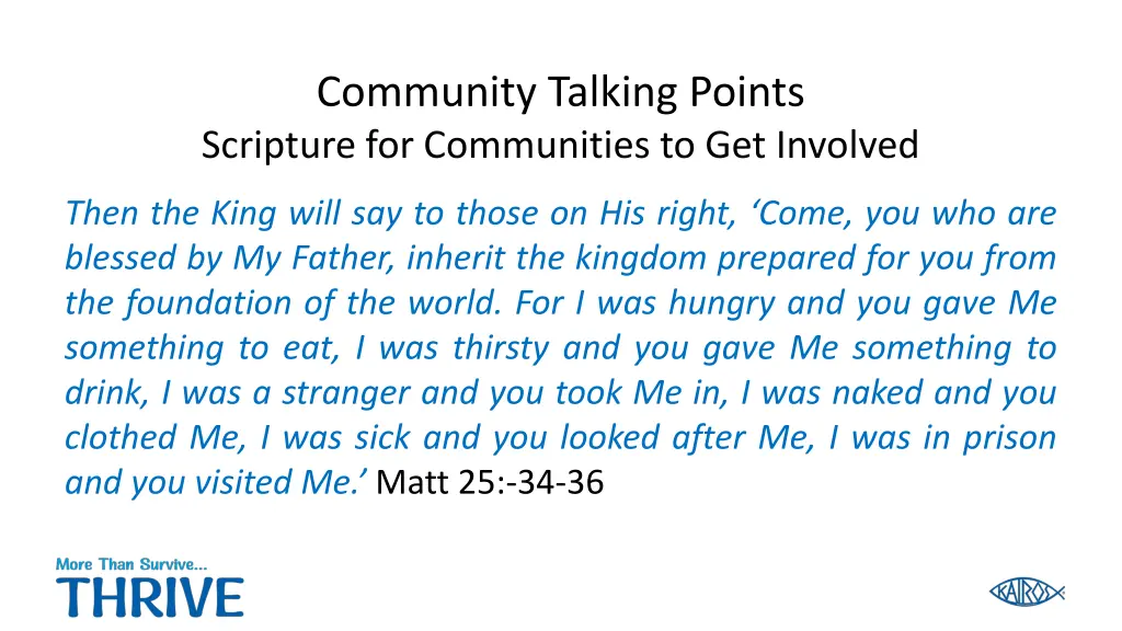 community talking points scripture