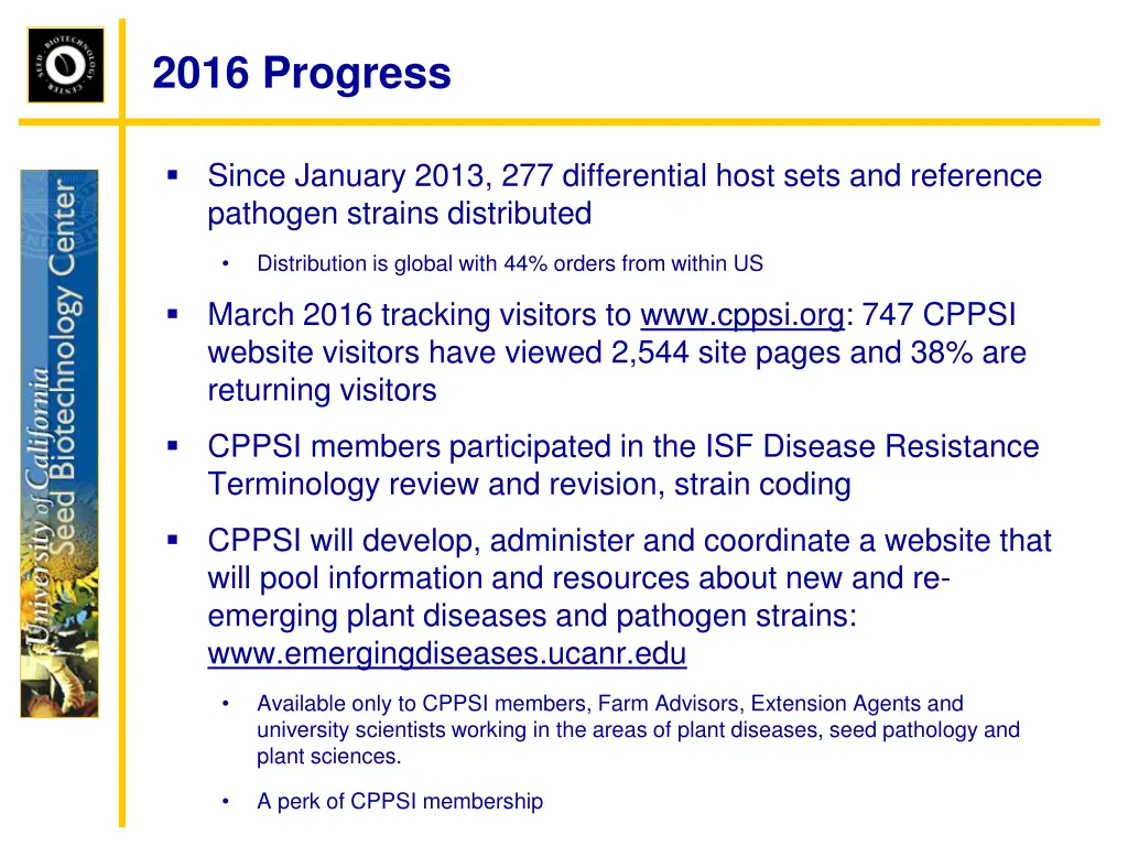 2016 progress