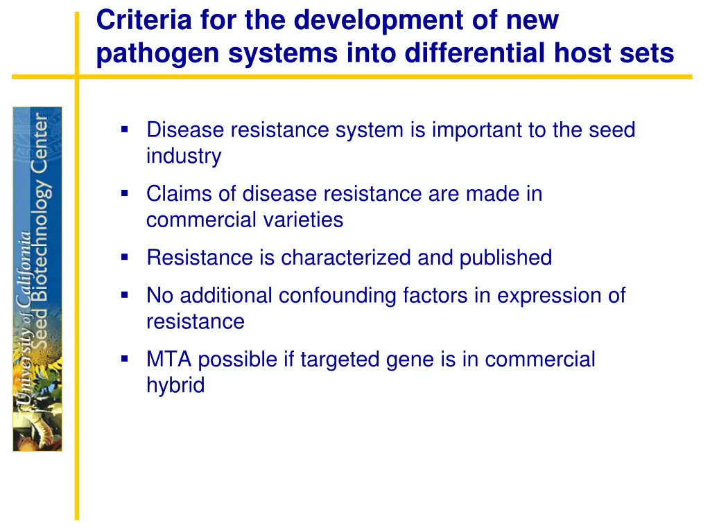 criteria for the development of new pathogen