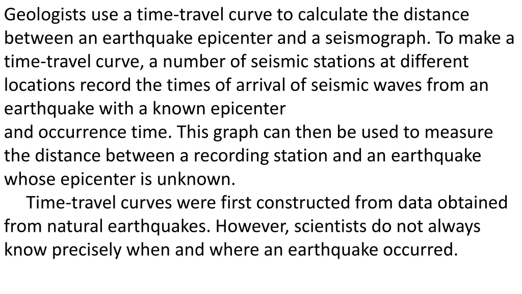 geologists use a time travel curve to calculate