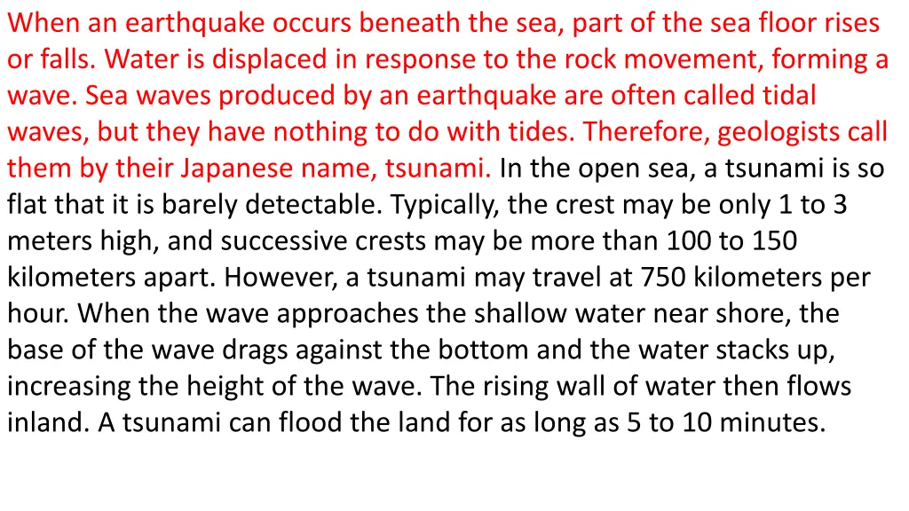 when an earthquake occurs beneath the sea part