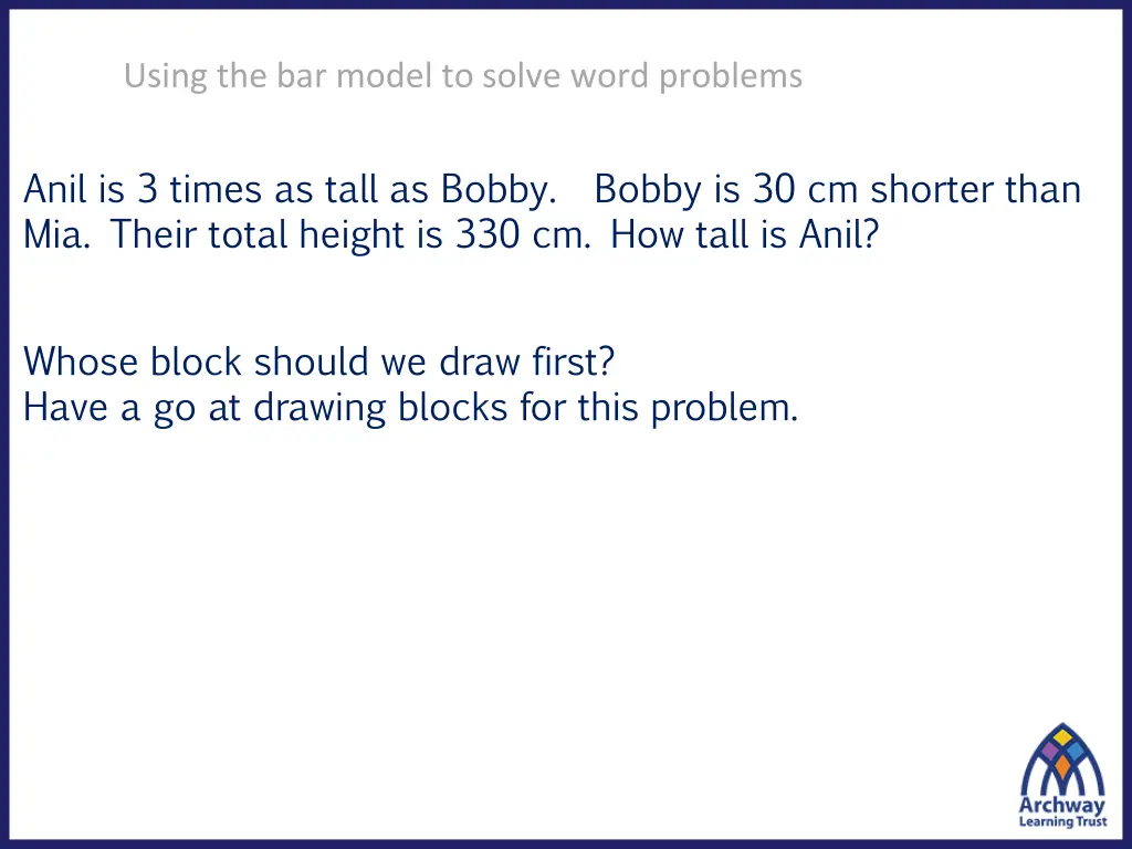 using the bar model to solve word problems 5