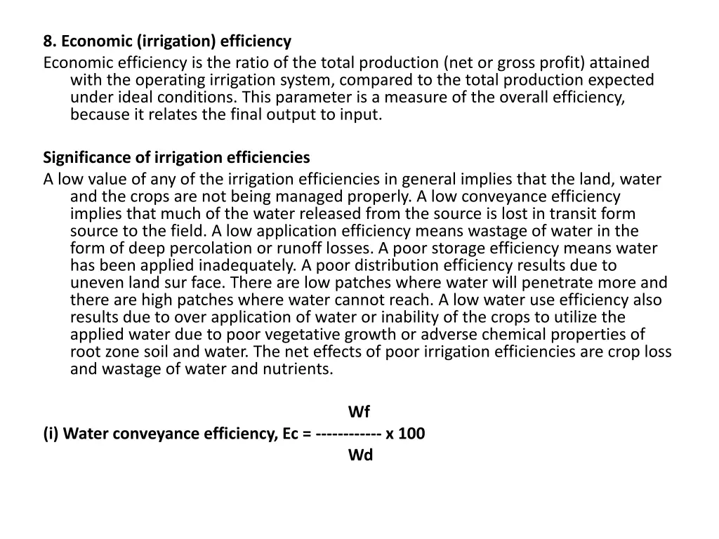 8 economic irrigation efficiency economic