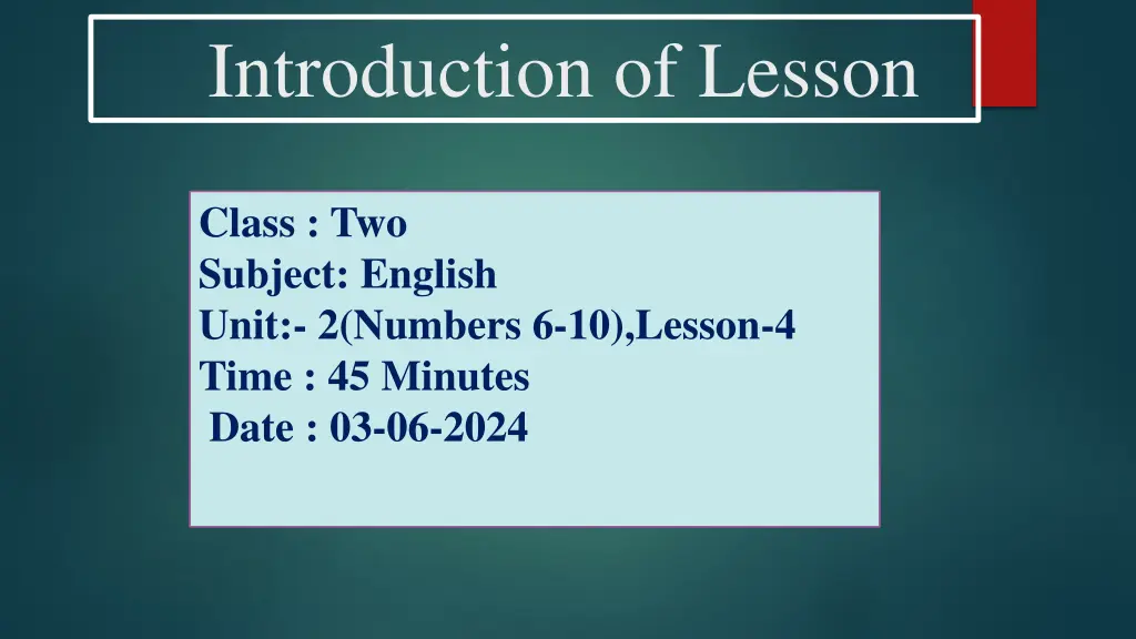 introduction of lesson