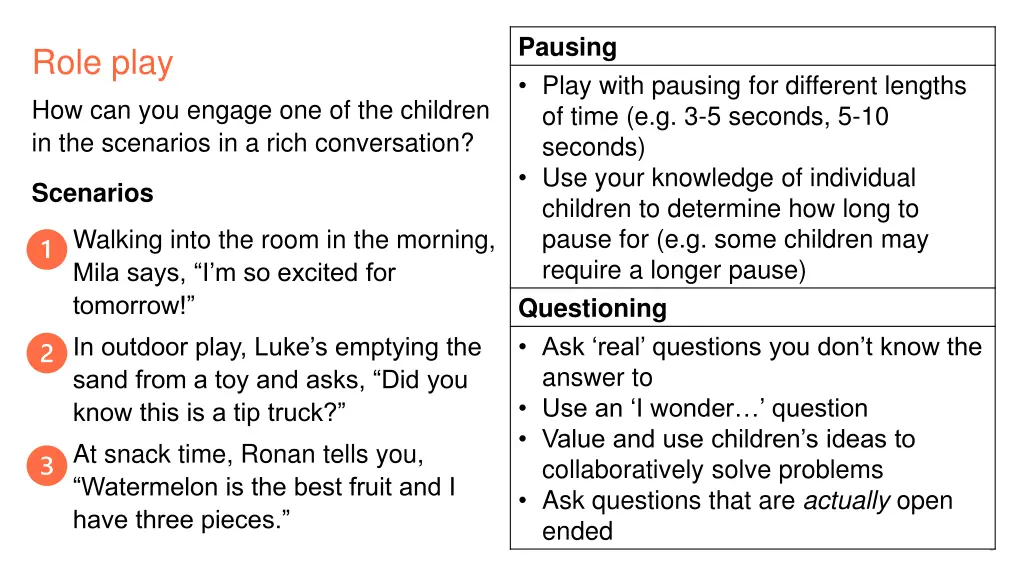 pausing play with pausing for different lengths