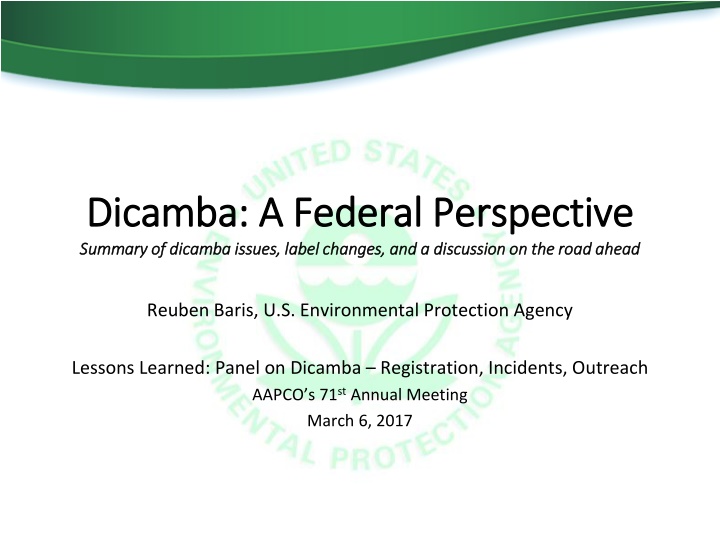 dicamba dicamba a federal perspective a federal