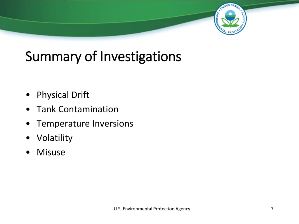 summary of investigations summary