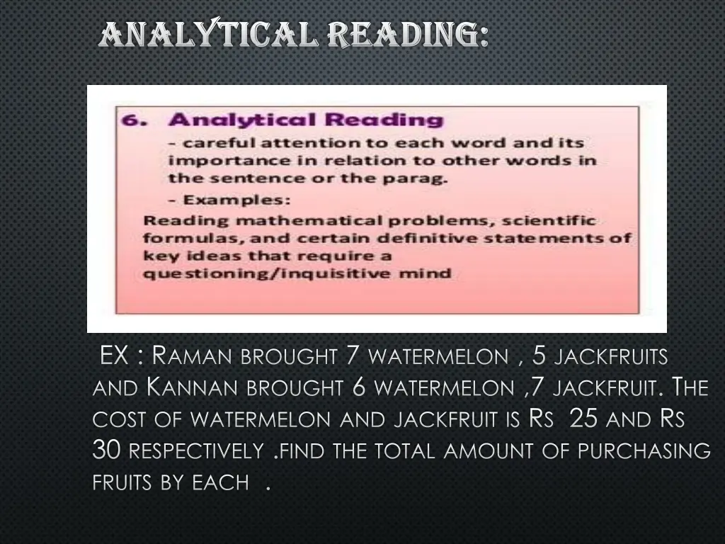 analytical reading analytical reading