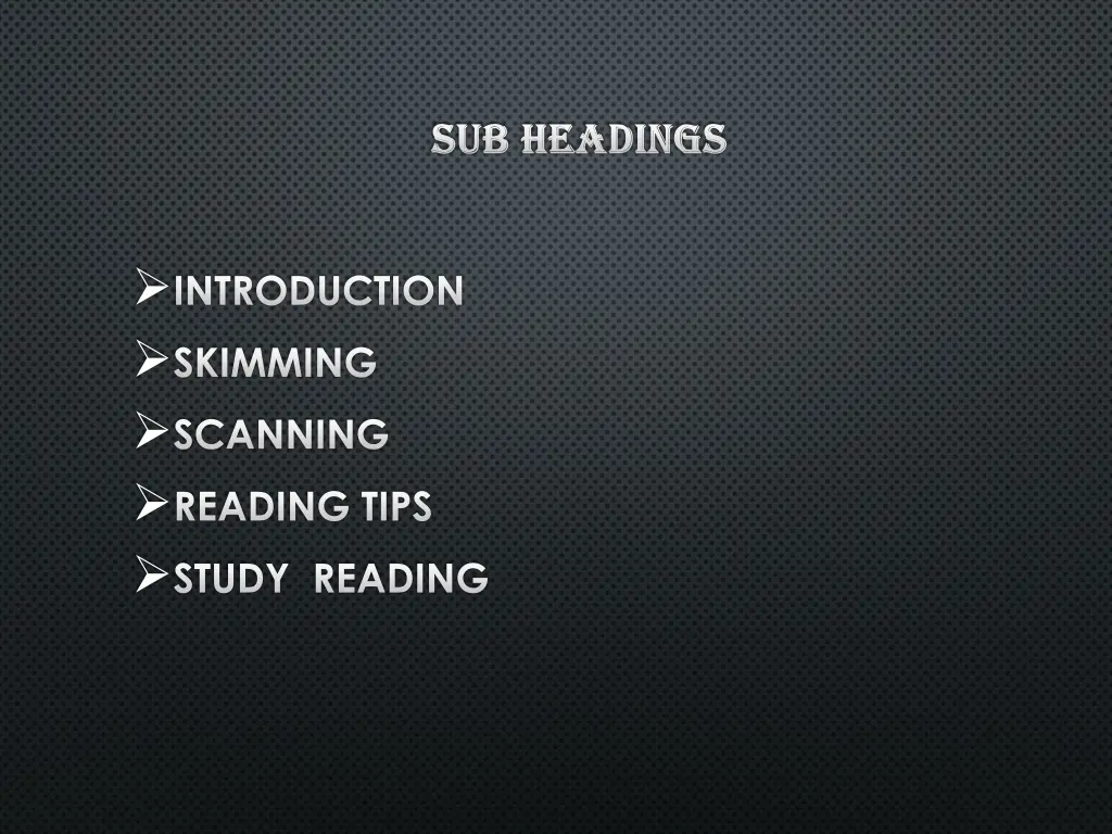 sub headings sub headings