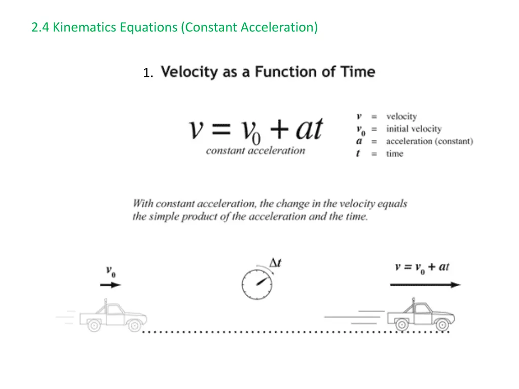 2 4 kinematics equations constant acceleration 1