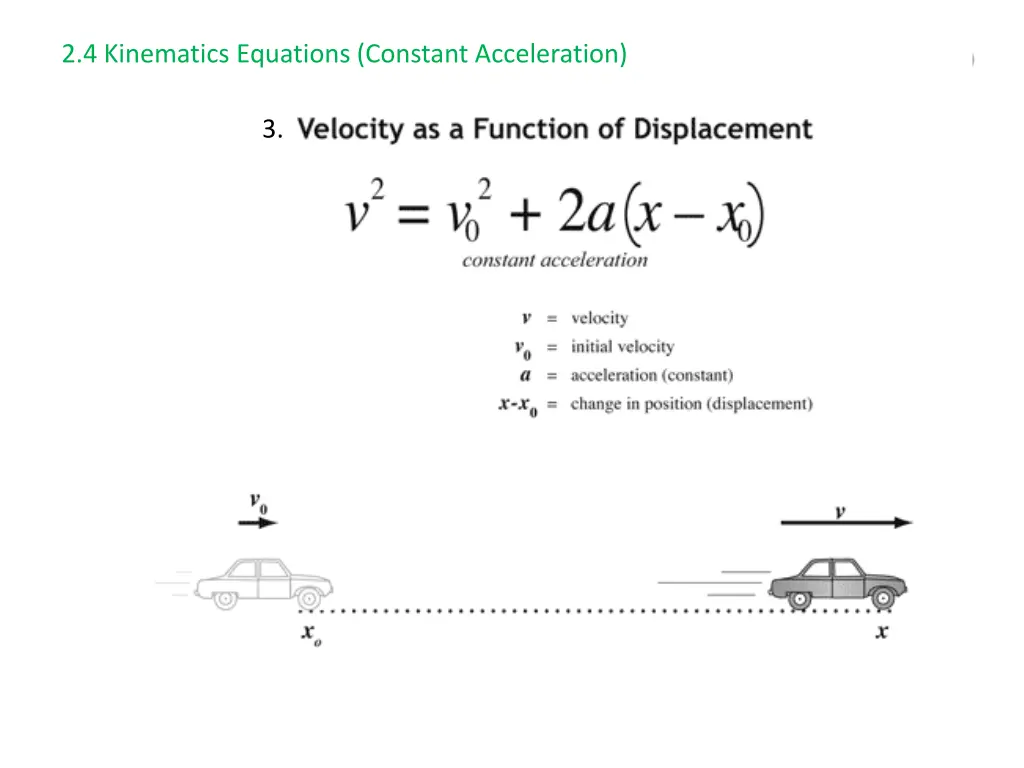 2 4 kinematics equations constant acceleration 3