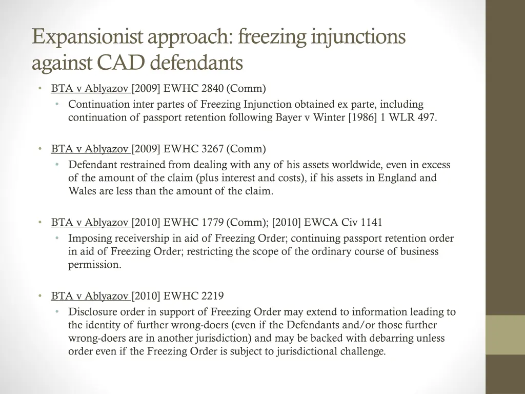 expansionist approach freezing injunctions 1