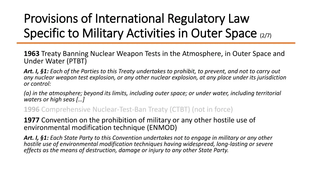 provisions of international regulatory 1