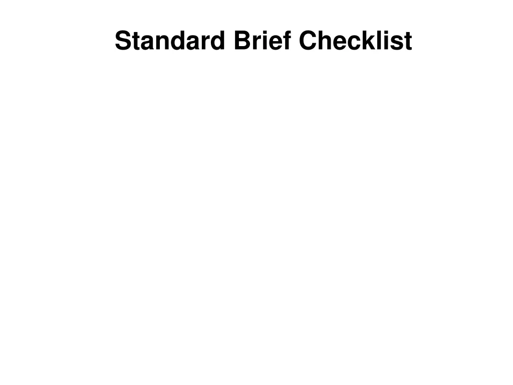 standard brief checklist