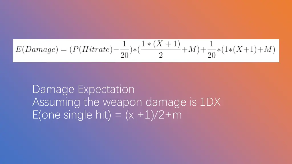 damage expectation assuming the weapon damage