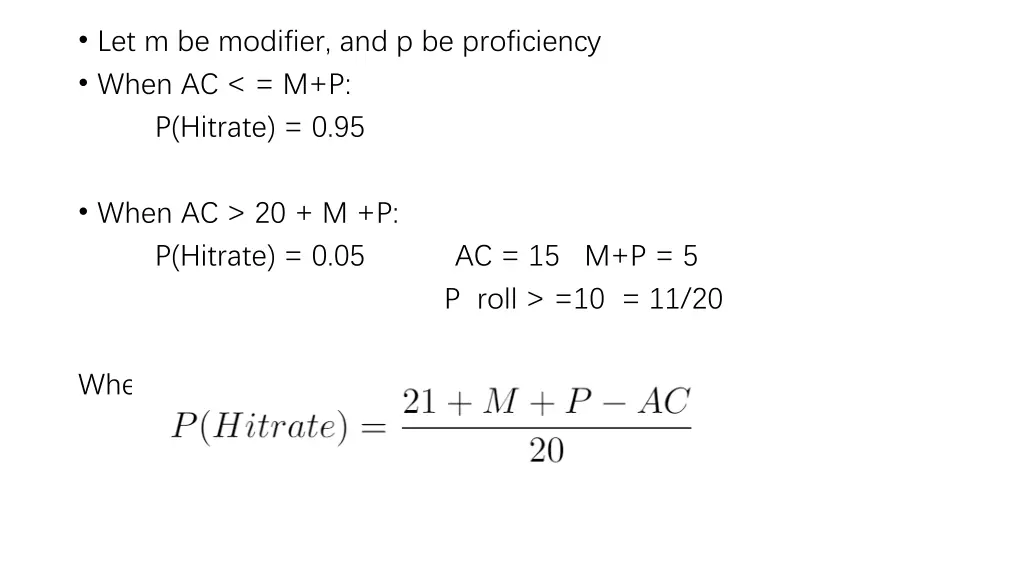 let m be modifier and p be proficiency when