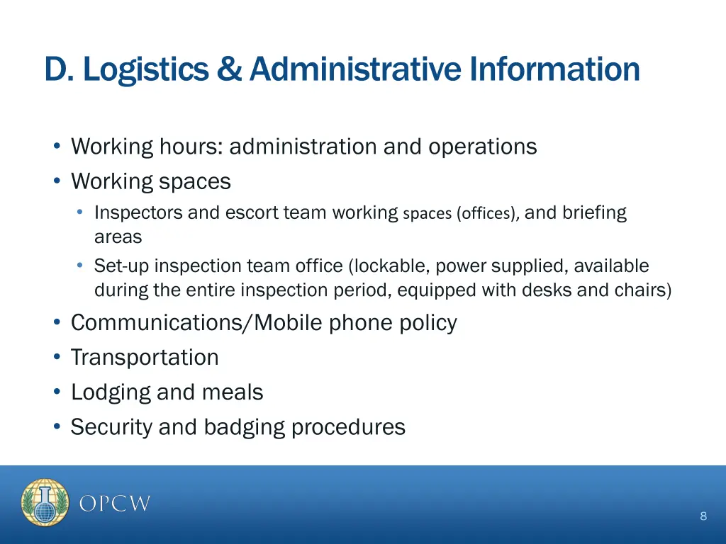 d logistics administrative information