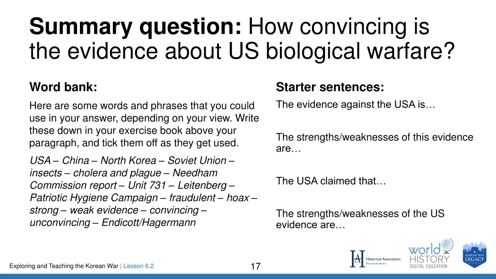 summary question how convincing is the evidence