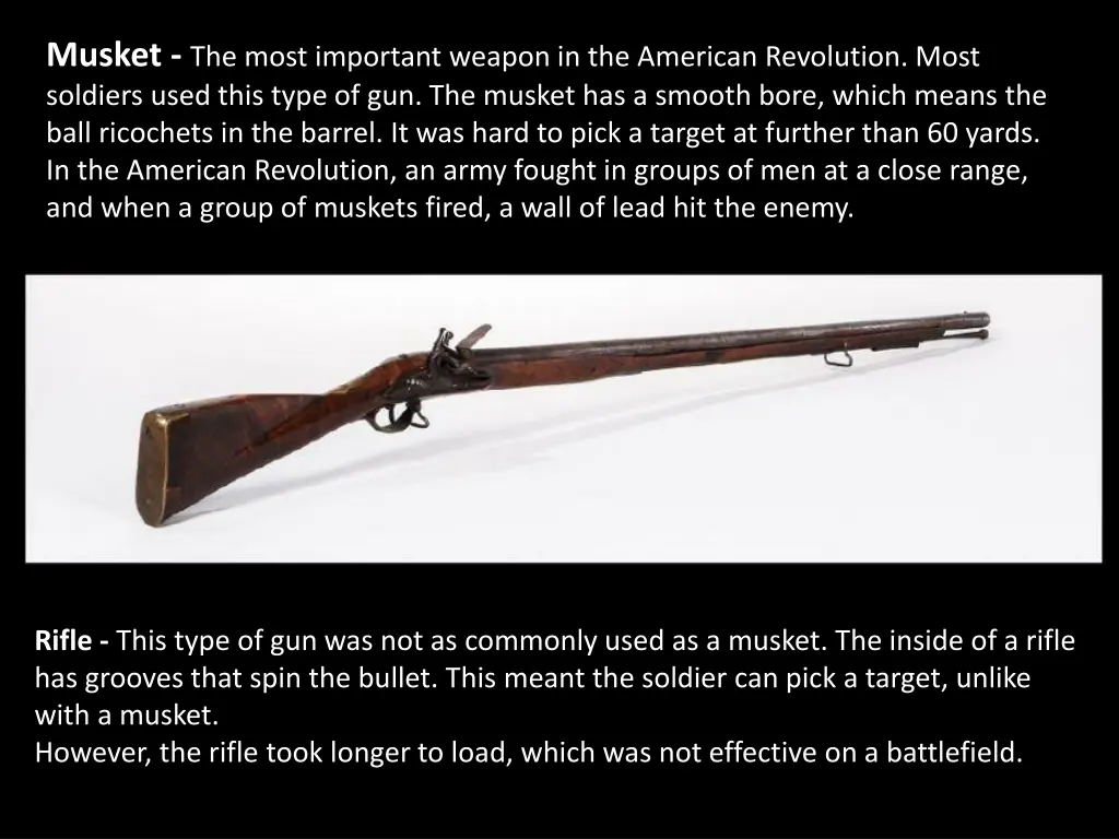 musket the most important weapon in the american