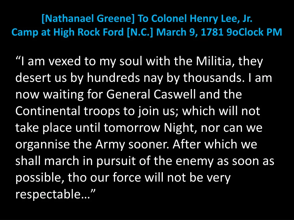 nathanael greene to colonel henry lee jr camp