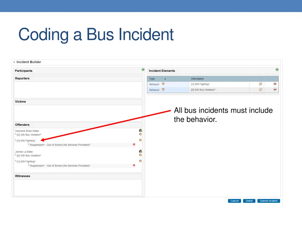 coding a bus incident