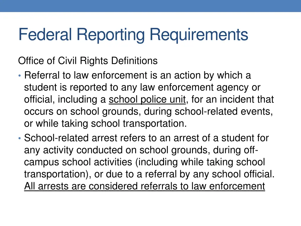 federal reporting requirements