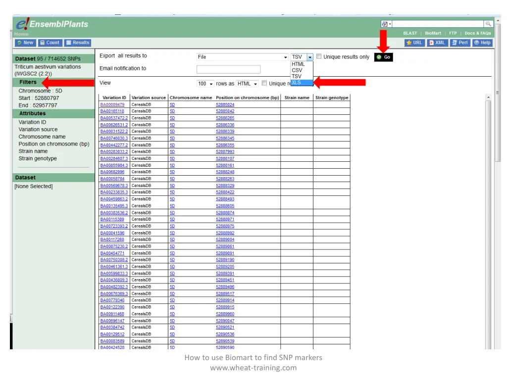 how to use biomart to find snp markers www wheat 7