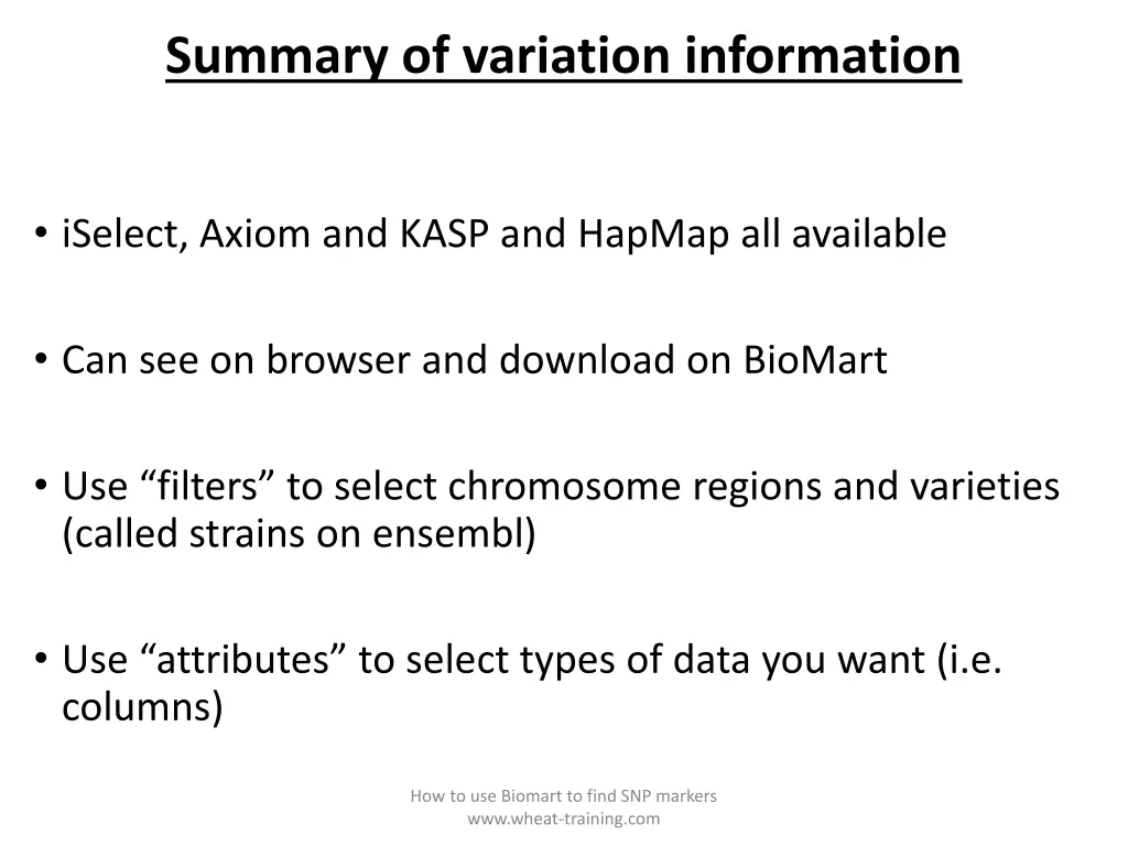 summary of variation information