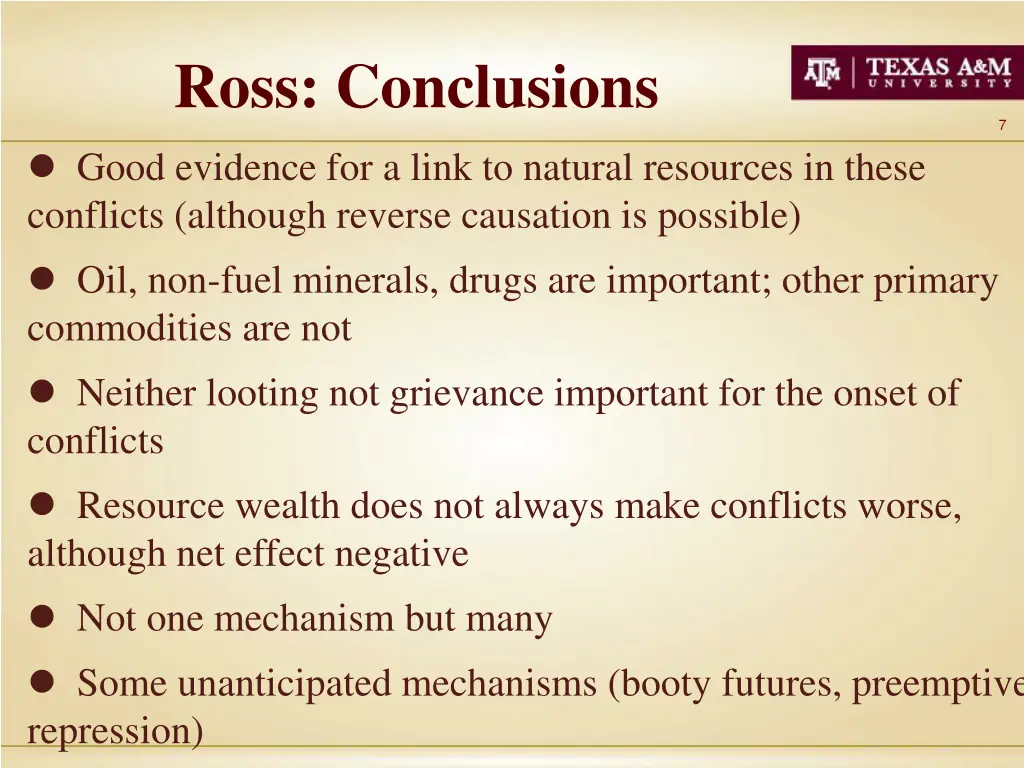 ross conclusions