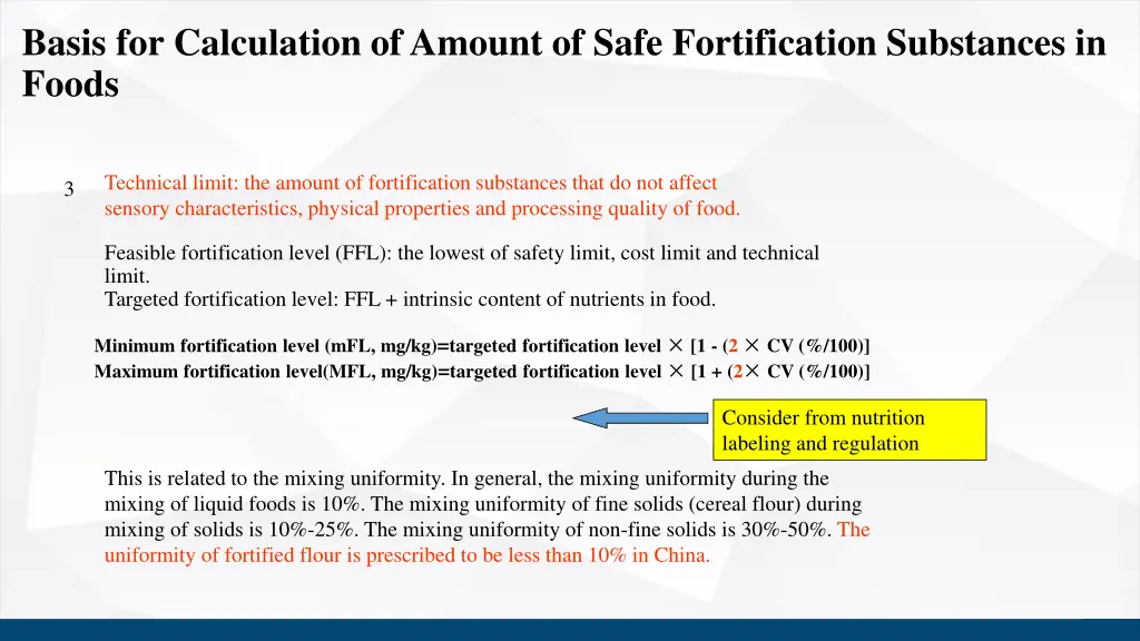 basis for calculation of amount of safe