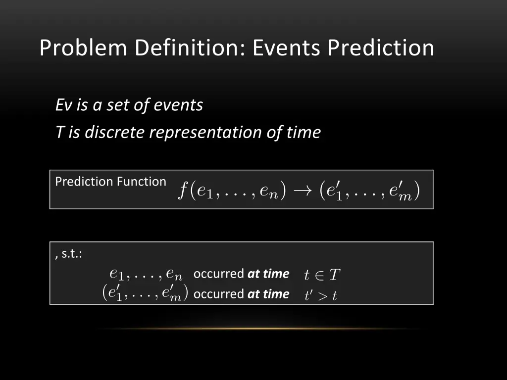 problem definition events prediction